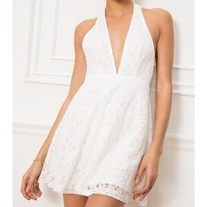 NWT Superdown white lace mini halter dress